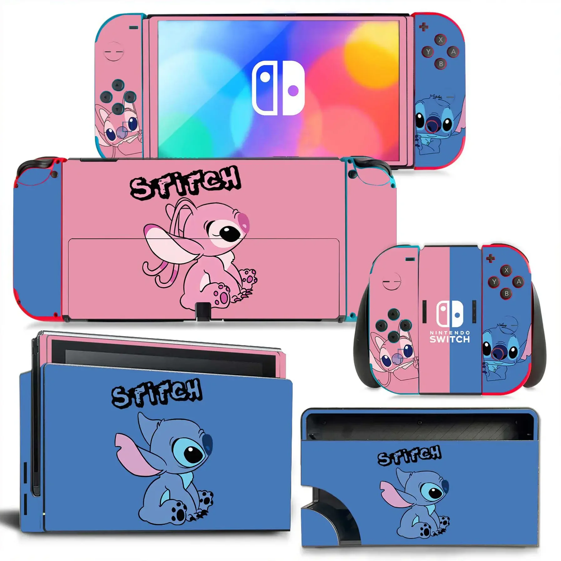 Disney Stitch Sticker Skin Charging Dock Station Cover Protective Shell for Nintendo Switch Oled Console Crystal Protector Skin