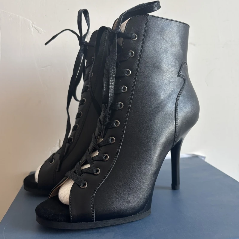 Sexy High Heels Pumps Specific Jazz Dance Shoes Lace up Peep toe Party Summer Shoes Luxury Gold Silver Yellow Ankle Boots 2026