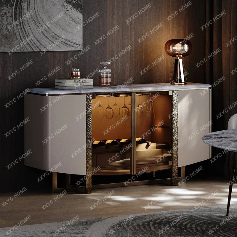 

A Minimalist Light Luxury Dining Side Cabinet High-end Custom Marble Leather Locker