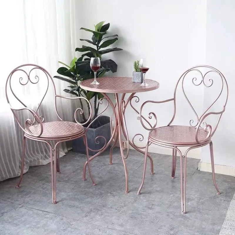 Set di mobili da giardino in ferro retrò europeo minimalista Set da tavolo e sedie per balcone da giardino per cortile esterno Tavolo da pranzo per caffè