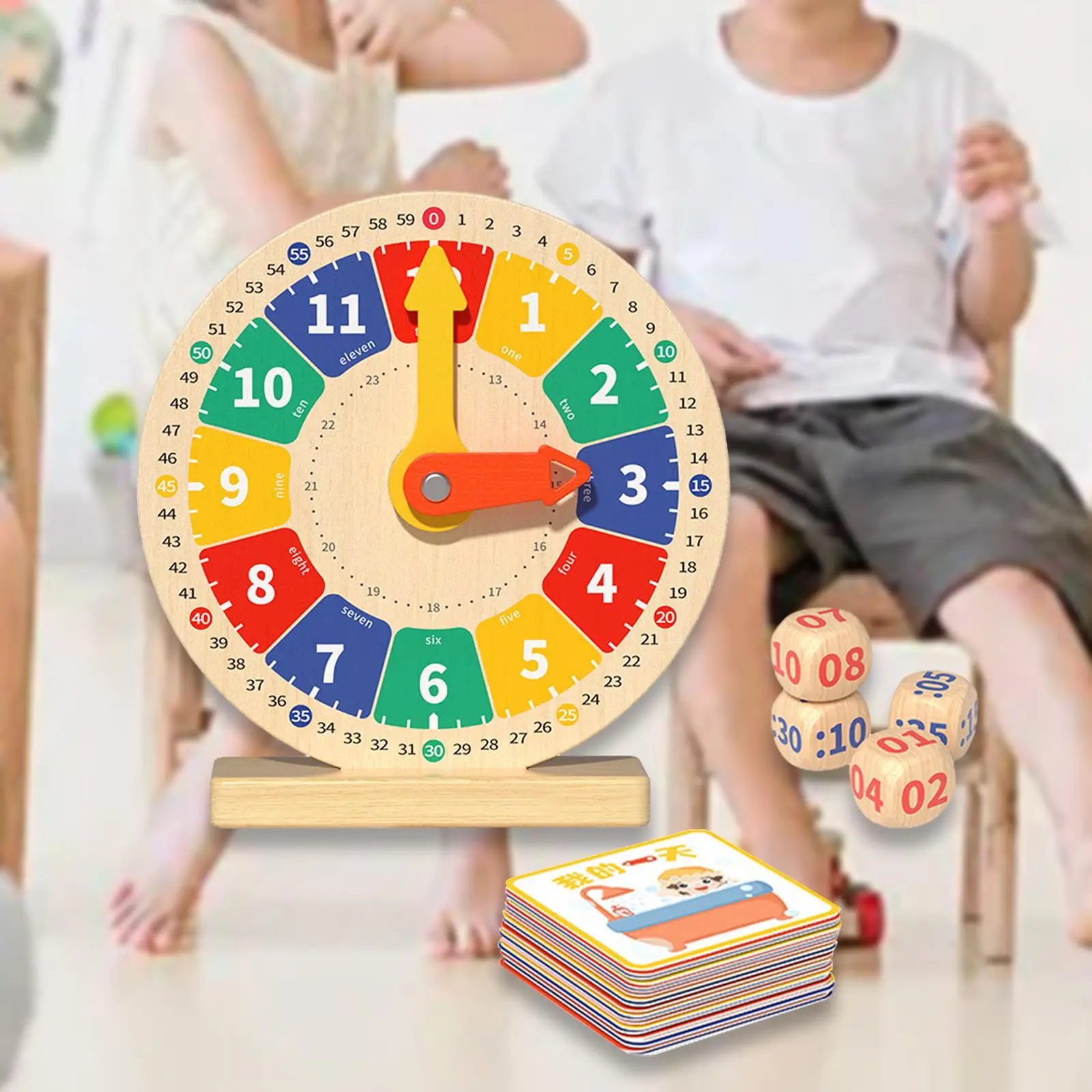 Giocattolo Montessori con carte orologi didattici per bambini per orologi da sala giochi pratica forniture Homeschool Kindergartner ragazzi e ragazze