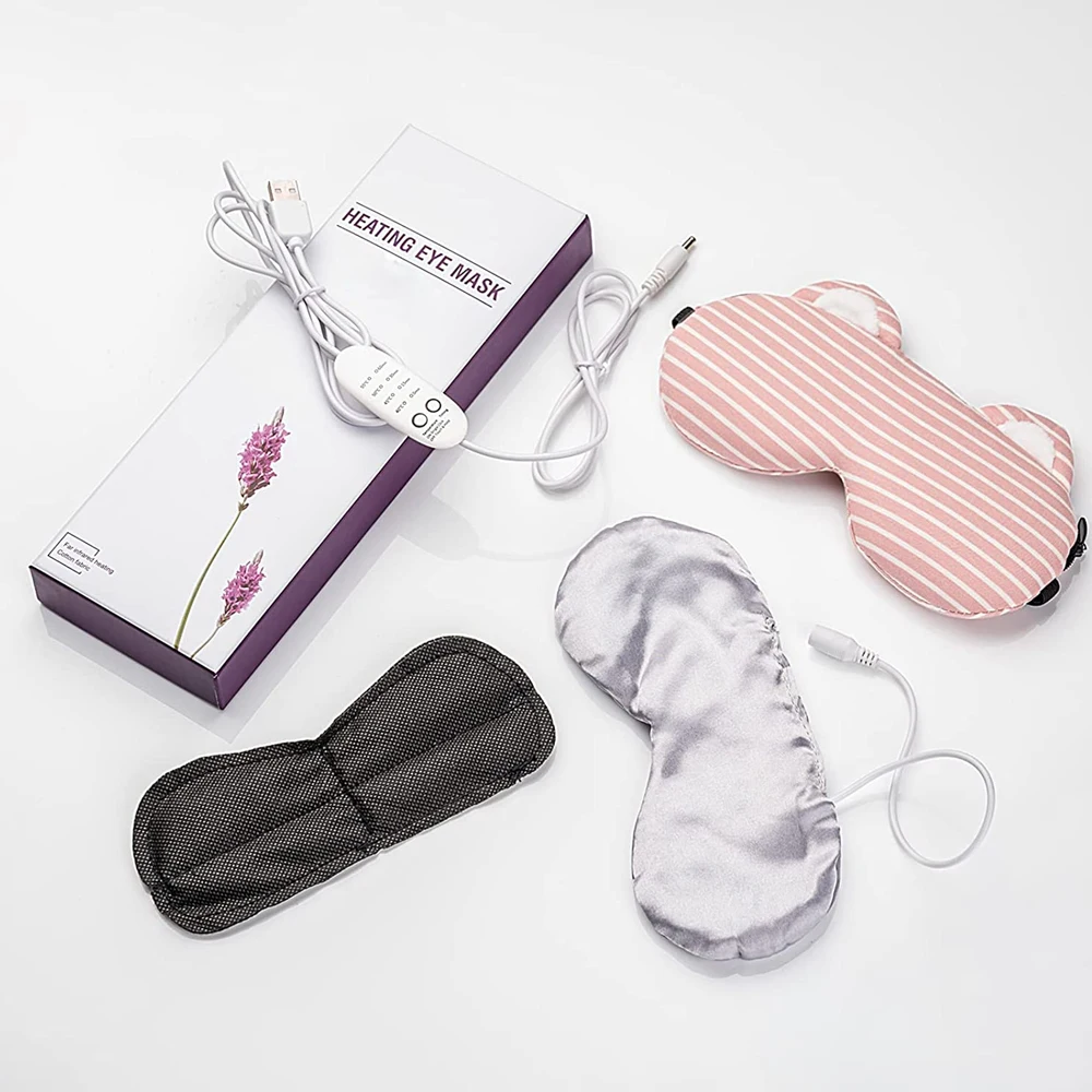 Heated Eye Mask Electric Heating Eye Pad with Heat & Time Control Hot Compress For Puffy Eye Styes Blepharitis Sleeping Eye Mask