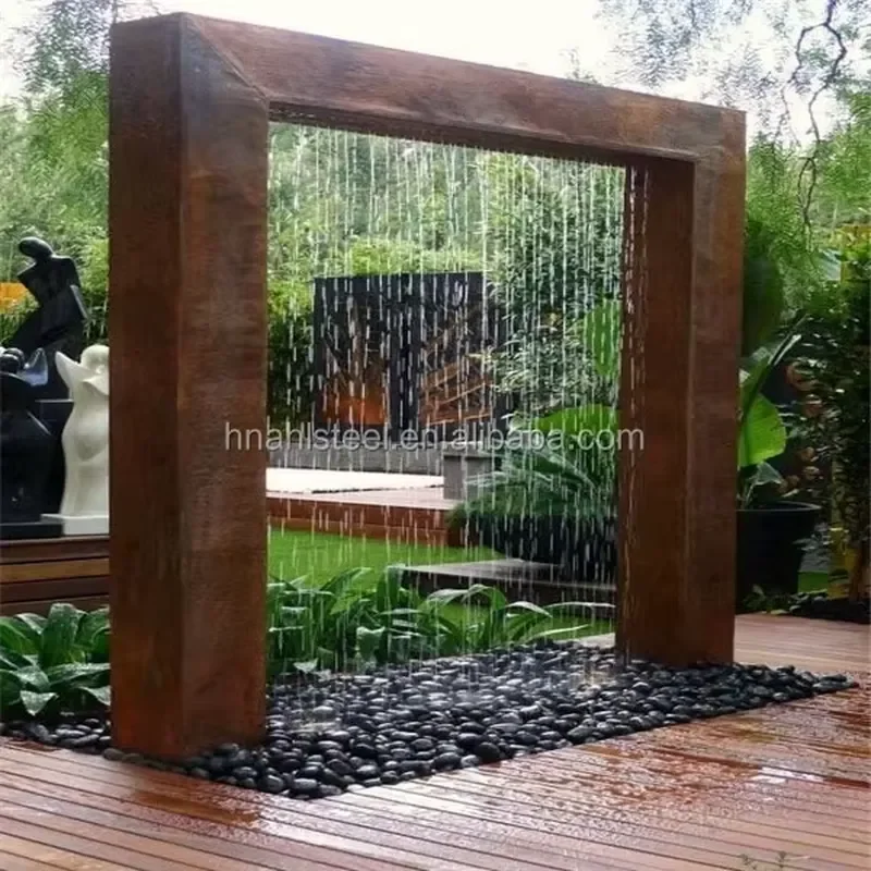 For Retro Rust Style Weathering Steel Waterfall Water Curtain