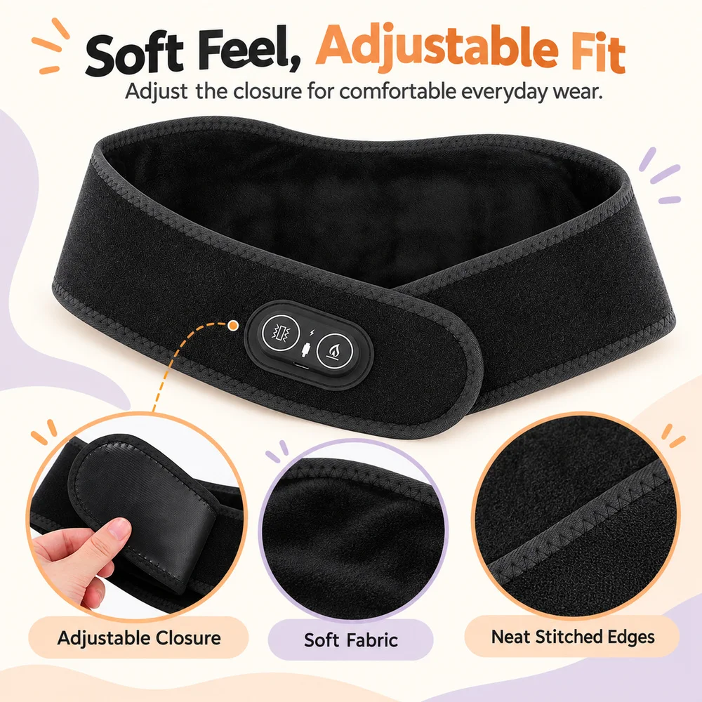 Electric Neck Massager with Heat, Rechargeable Red Light Neck Wrap, 3 Vibration Modes and Adjustable Fit for Home and Office Use