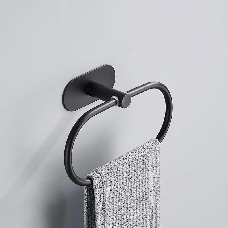 

Stainless Steel Round Towel Ring Punch Free Wall Mounted Towel Holder Bathroom Hanging Loop Hand Towel Rack Bathroom Hardware