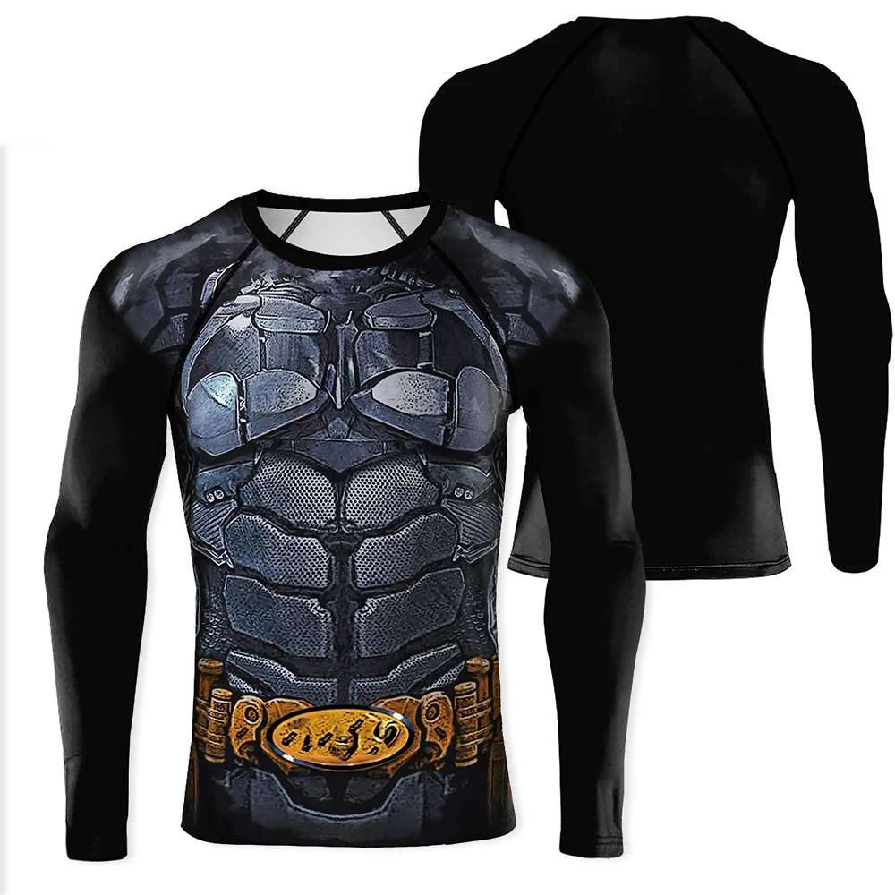 Zawaland-camiseta masculina de armadura de impressão 3D, manga comprida, camiseta de compressão, traje cosplay super-herói, tops treino, manga curta, adulto