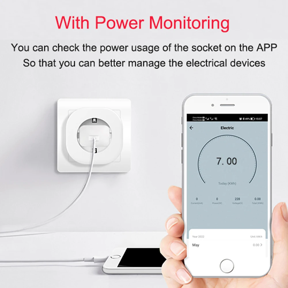 LELLKI Tuya Zigbee Socket Smart Life Home AU Power Monitoring Australia Wifi Plug With Google Assistant Alexa 100-240V