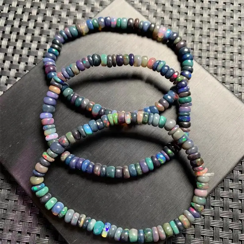 5MM Natural Black Opal Bracelet Colorful Gemstone Bead Strings Healing Fashion Beautifully Jewelry Gift 1PCS