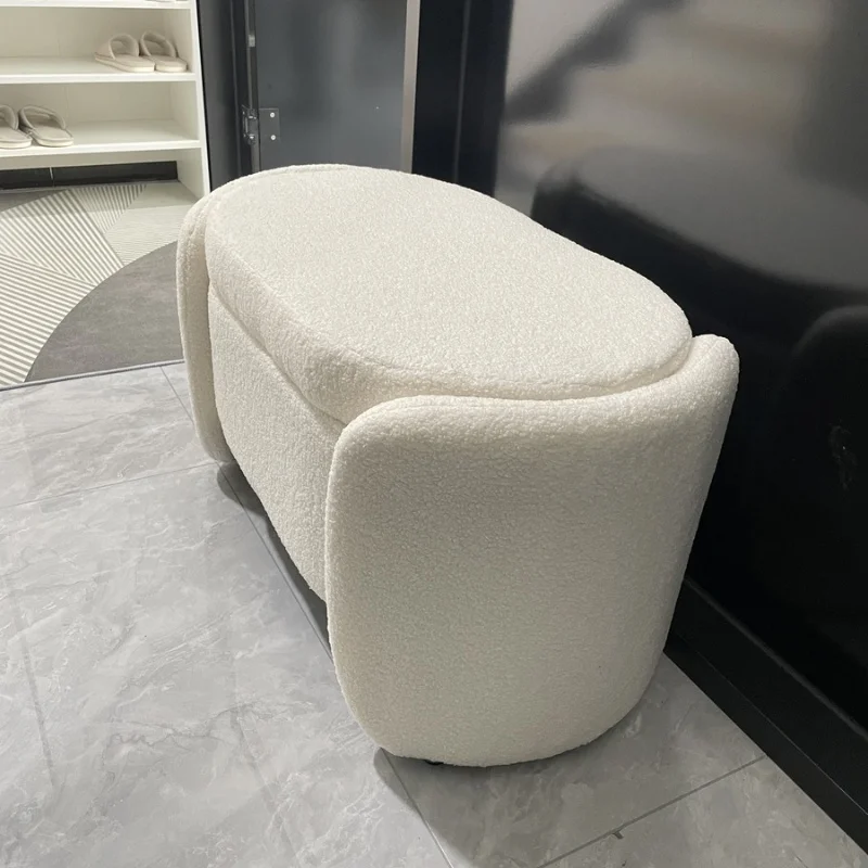 

Cream Style Lamb's Wool Replacement Seat for Entry Shoe Rest Stool Bedroom Footrest Stool Living Room Storage Stool Furniture