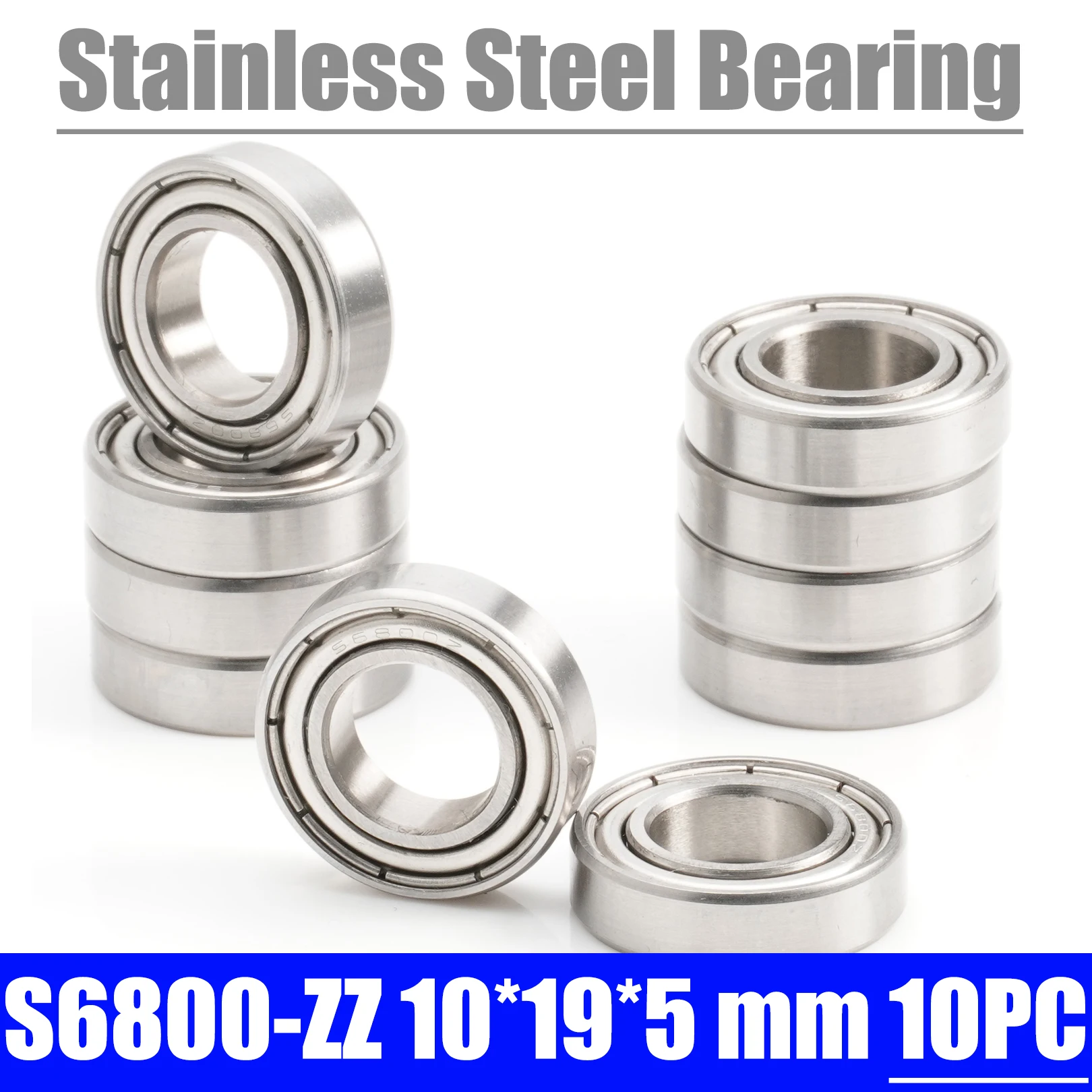 S6800ZZ Bearing 10*19*5 mm ( 10 PCS ) S6800 Z ZZ S 6800 440C Stainless Steel S6800Z Ball Bearings