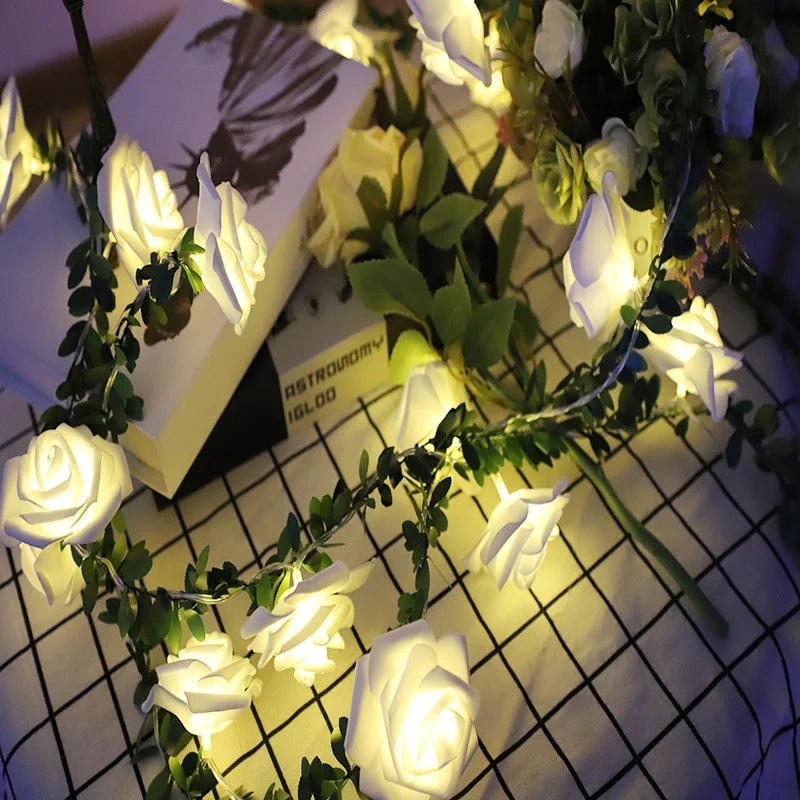 ไฟ LED 10ดวงสำหรับไฟสายแบบเทพนิยาย LED รูปดอกกุหลาบยาว1.5ม. ใช้พลังงานแบตเตอรี่สำหรับงานแต่งงานวันวาเลนไทน์โคมไฟตกแต่งพวงมาลัยสำหรับงานปาร์ตี้