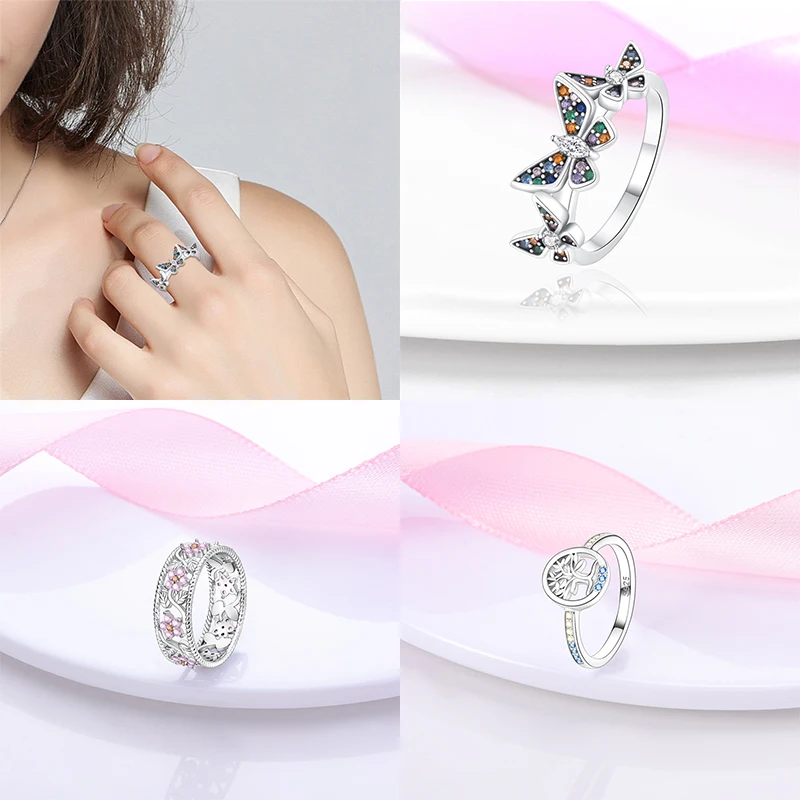 Rings For Women 925 Sterling Silver Tulip Lotus Flower Butterfly Firefly Sweet Romantic Spring Wedding Anniversary Fine Jewelry image 2