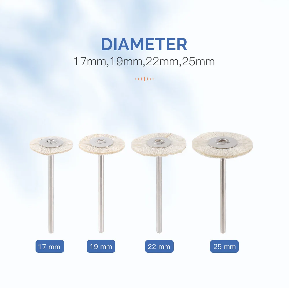 10 Stück Dental-Polierbürsten, weiß/grau, Ziegenhaar, 17/19/22/25 mm, extra weich, für Zahnarzt-Polierer mit niedriger Drehzahl – Detail 2
