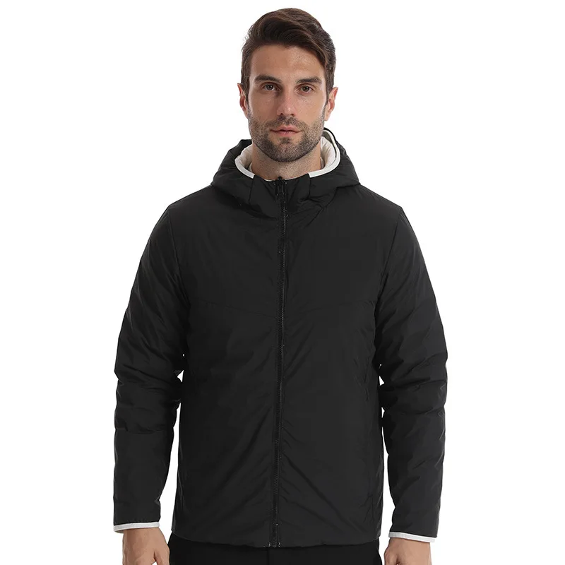 Men And Women Unisex White Duck Down Hoodie Jacket Lightweight Waterproof Both Sides Wearable Down Hooded Warm Coat