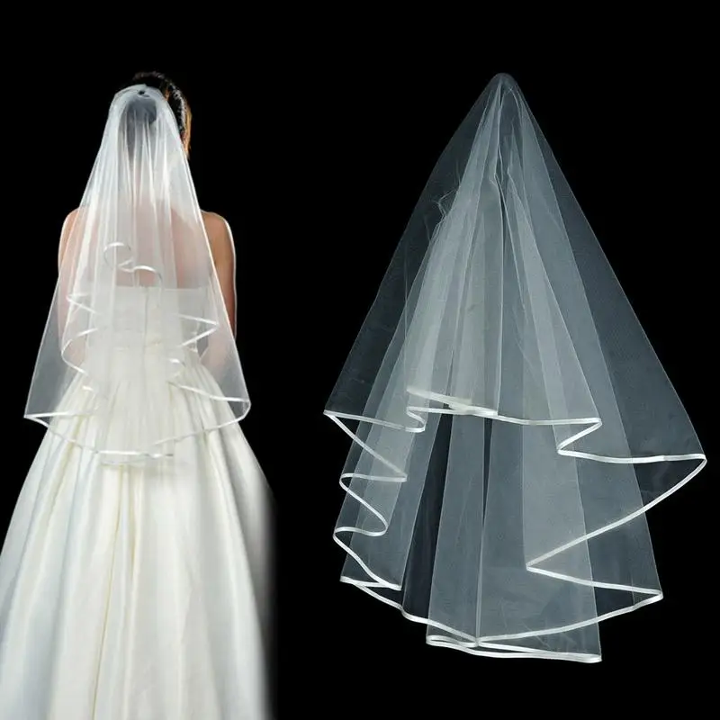 Wedding Short Tulle Veils For Bridal Wedding Veils Simple White Head Veil Female Bride Wedding Marriage Headdress Accessories