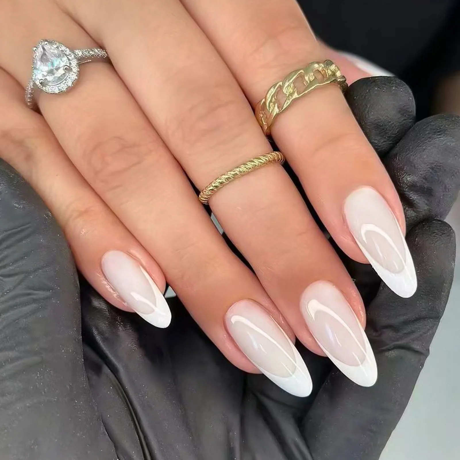 24 Stück lange Stiletto-Kunstnägel, würzige Mädchen-Charm-Maniküre, rosa, zum Aufdrücken der Nägel, vollständige Abdeckung, französische Kunstnägel, Kunst für Frauen