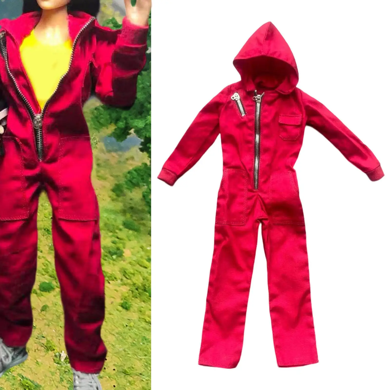 

Doll Miniature Jumpsuit Cloth Action Figure Outfit 1/6 Scale Women Costume for DIY Figurine Display Collection