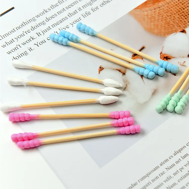 50PCS Multifunction Disinfected Stick Make Up Wood Iodine Disposable Medical Double Cotton Swab Portable Bar