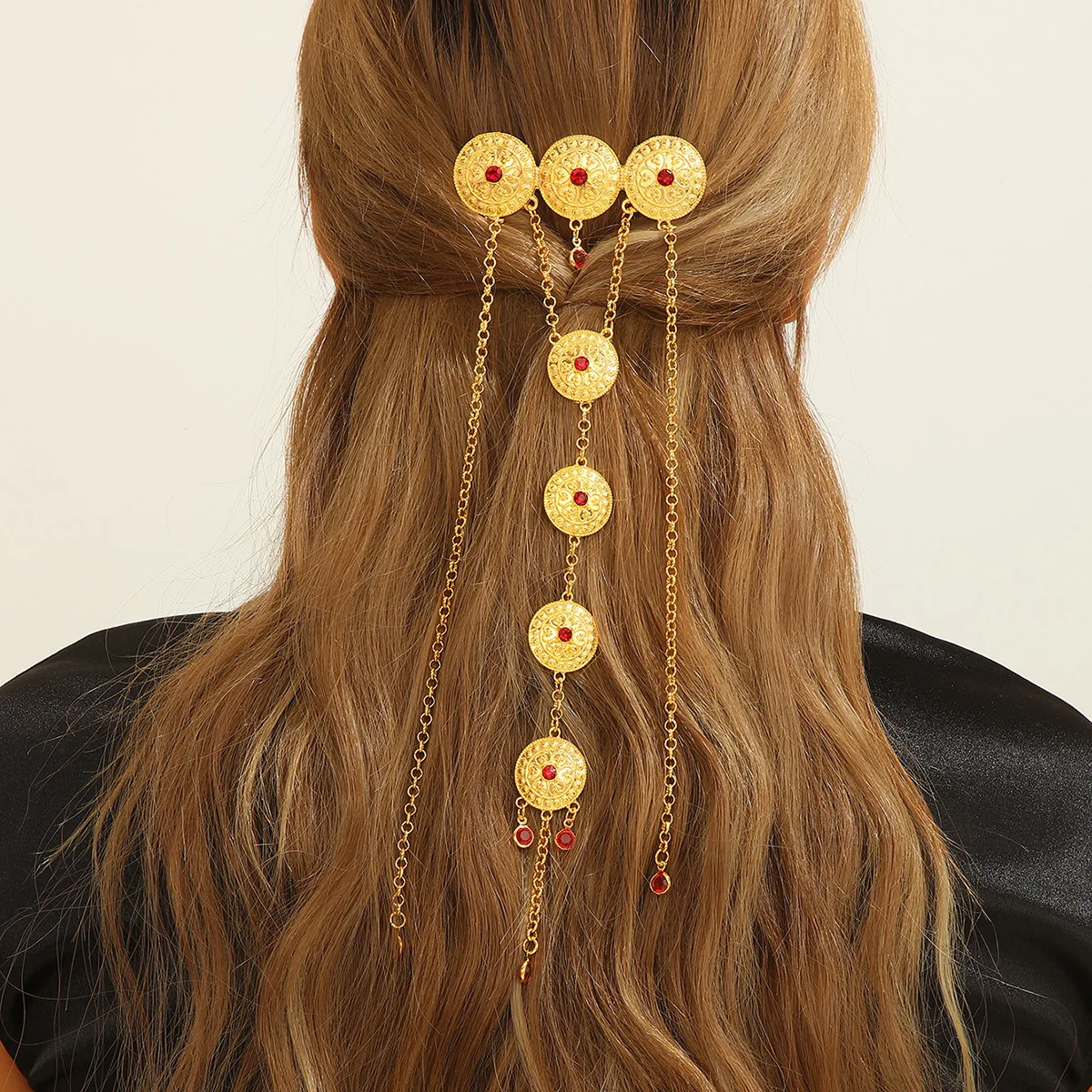New European Dubai Fashion 24K Gold Plated Hair Accessories Exquisite Engagement Party Jewelry Set for Lovers DD11055