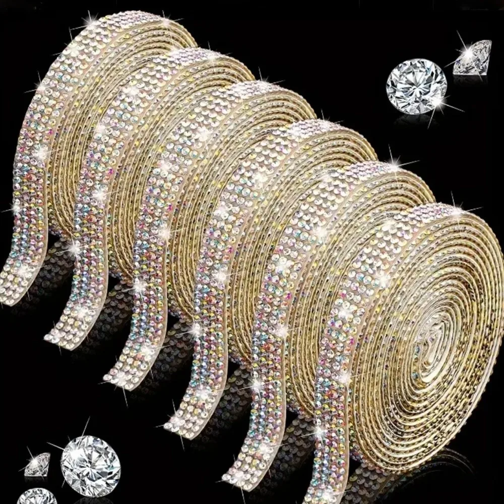 

Sticky Back Self Adhesive Rhinestone Strip Shiny Crystal Rhinestone Sheet DIY Long Strip Crystal Tape Craft Decor
