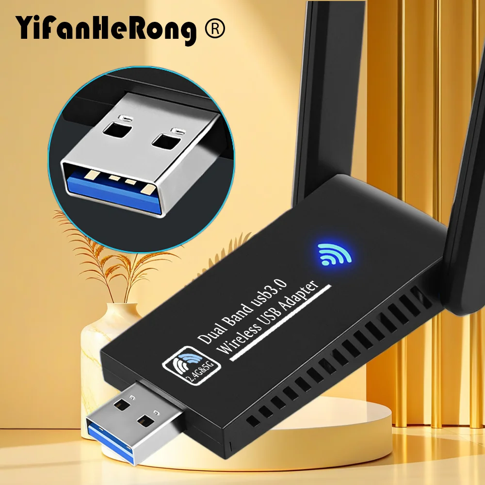 

Wi-Fi-адаптер 1300 Мбит/с, USB 3.0, двухдиапазонный, 5 ГГц/2,4 ГГц, беспроводной сетевой адаптер, 2 антенны, Wi-Fi-донгл для Windows и Mac OS