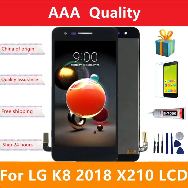 

100% Test 5.0"; For LG K8 2018 LCD Display MX210 LM-X210 X210AM X210MA SP200 X210 Touch Screen Digitizer Assembly with Frame