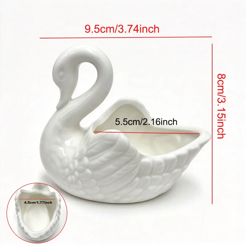 Ceramic Swan Ornaments Decoration Desktop Storage Box Tealight Candles Holder Flower Pot Home Decor Furnishings