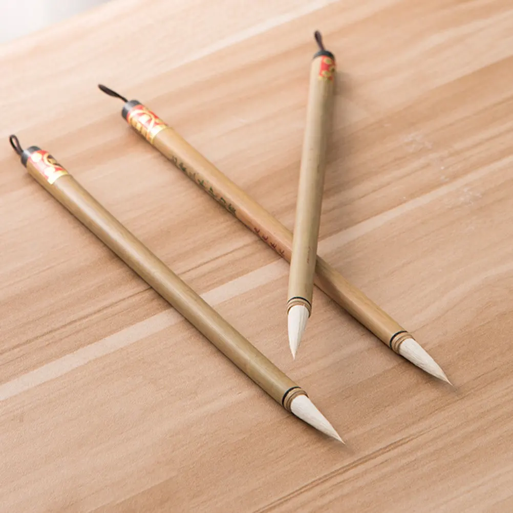2Pcs Bamboo Art Delineating Brush for Porcelain Pottery Painting Fine Line Control Ergonomic Watercolor Oil Painting Brush