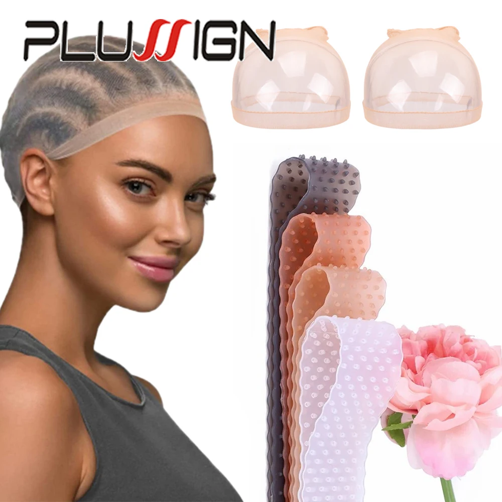 Plussign 2pcs Invisible Hairnet HD Wig Caps For Lace Front Wigs Non Slip Wigs Hold Band Silicone Wig Grip Band For Fix Wigs
