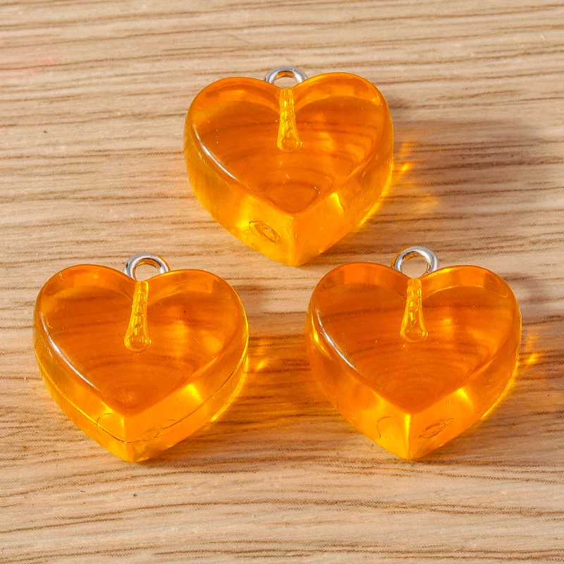 10 Stück süße bunte Harz transparente Herz Charms Anhänger für Schmuckherstellung Ohrring Armband Halskette DIY Bastelbedarf – Detail 8