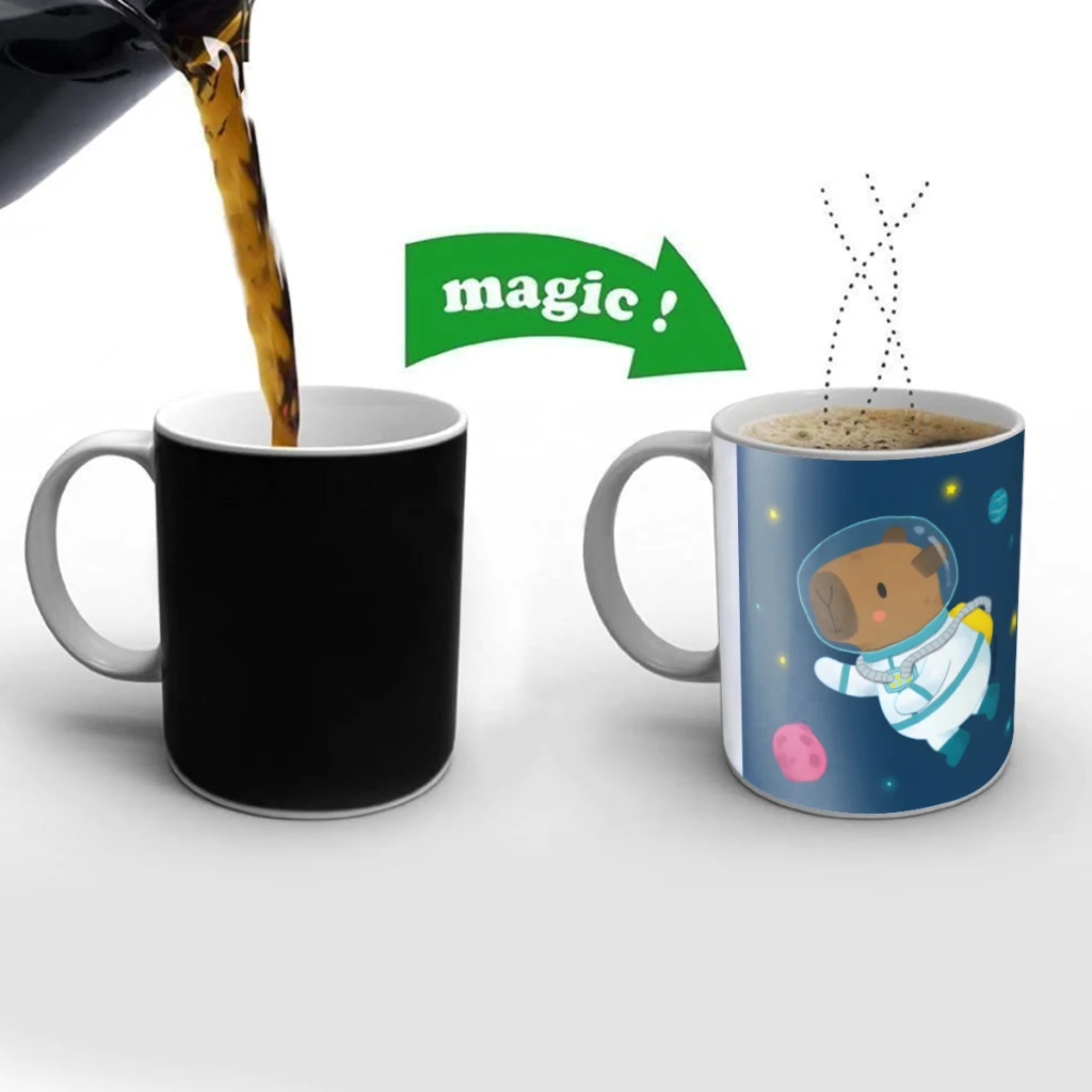 

Capybara Astronaut Creativity Change Color Chang mug Ceramic mug Hot Coffee Cup Breakfast Cup Mug Friend Gift