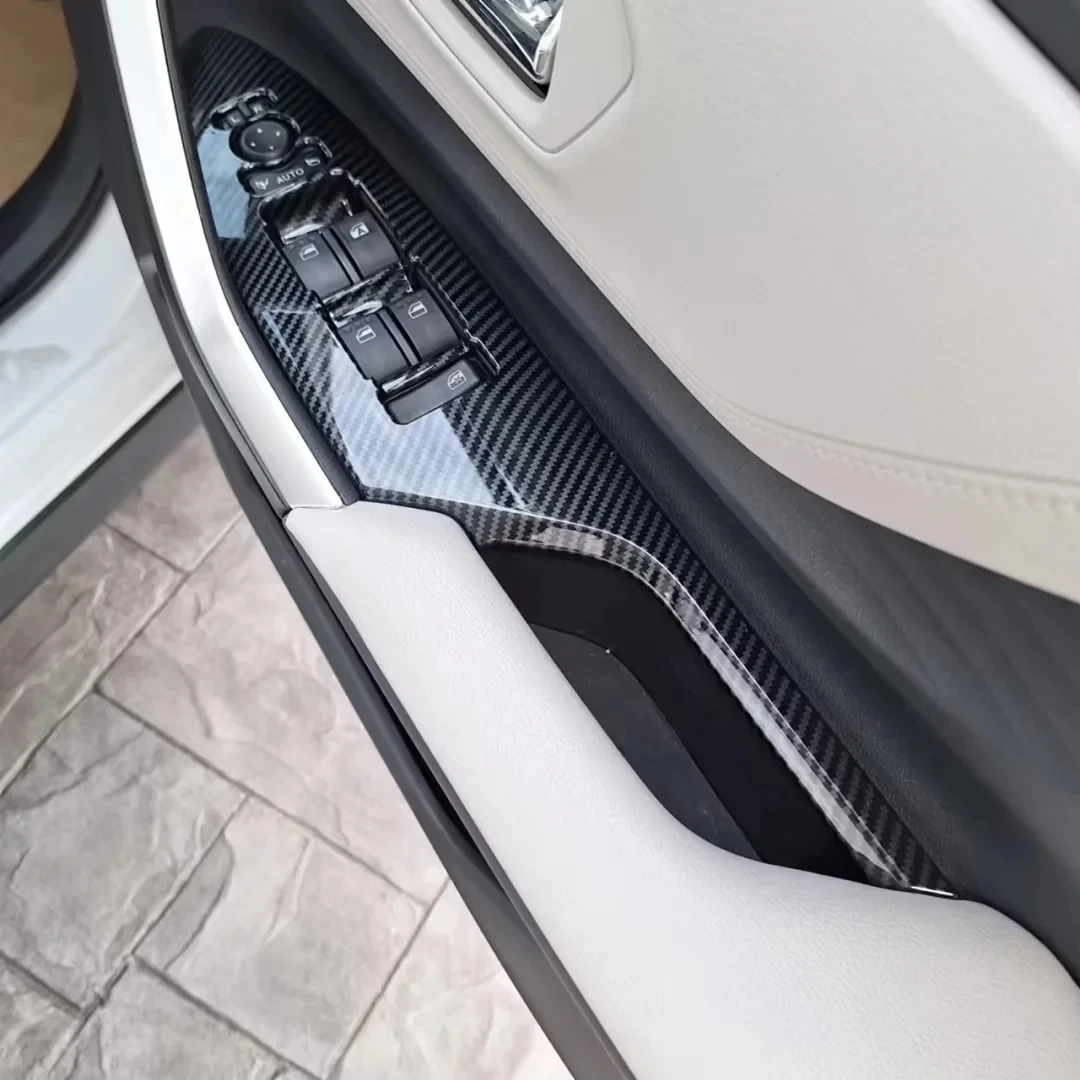 For Toyota VELOZ LHD RHD 2022 2023 2024 ABS Carbon Fiber Black Door Window Glass Switch Panel Armrest Lift Buttons Cover Sticker