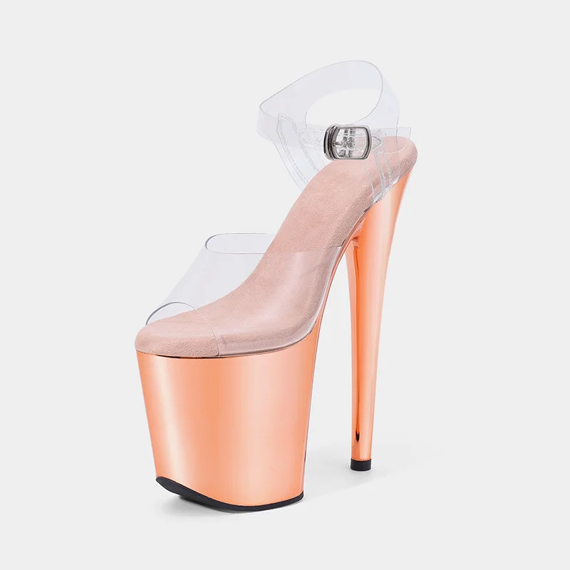 LAIJIANJINXIA New Fashion Sexy Exotic 20CM High Heel Party Women Modern Sandals Pink Electroplate Platform Pole Dance Shoes