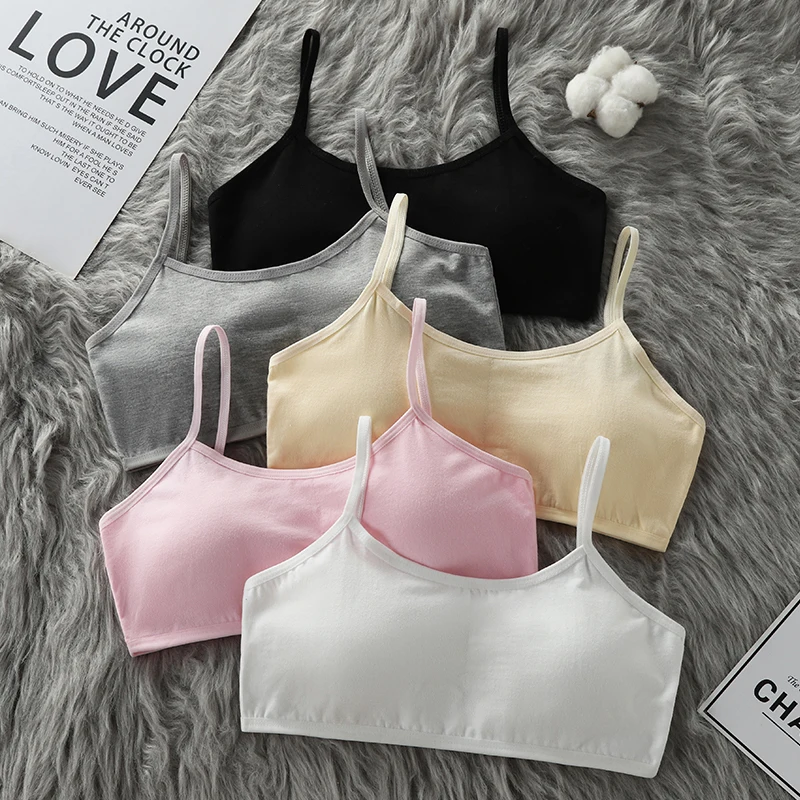Girls' camisole, small vest, cotton girls' underwear, 12 children's development period, thin girls' bra, primary school anti bul