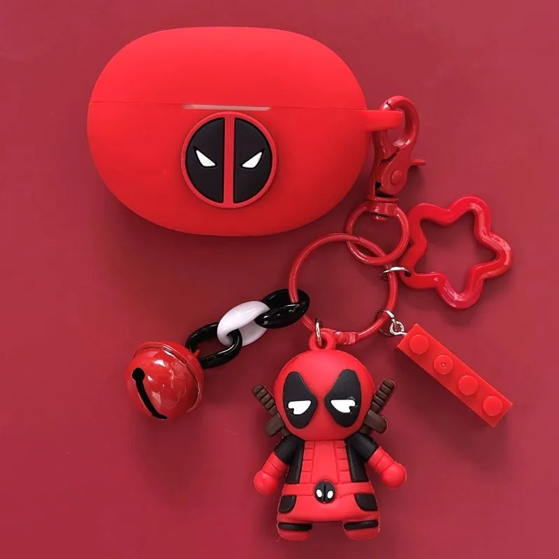 Marvel deadpool sluchátko pouzdro realme buds air5 pro/air6/air6 pro/t300 silikon bezdrátový špunty ochránce zakrýt s klíčenka