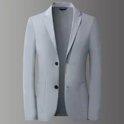 Men Lightweight Suit Sun Protection Clothing Spring Summer Thin Mens Blazer Ice Silk Jacket Smart New Casual Male Suit Coat