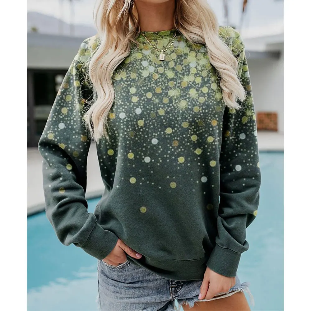 패셔너블한 캐주얼 레트로 패턴 기하학적 라운드 넥 셔츠 풀오버 편안한 벨벳 긴팔 스웨터 겨울 여성용