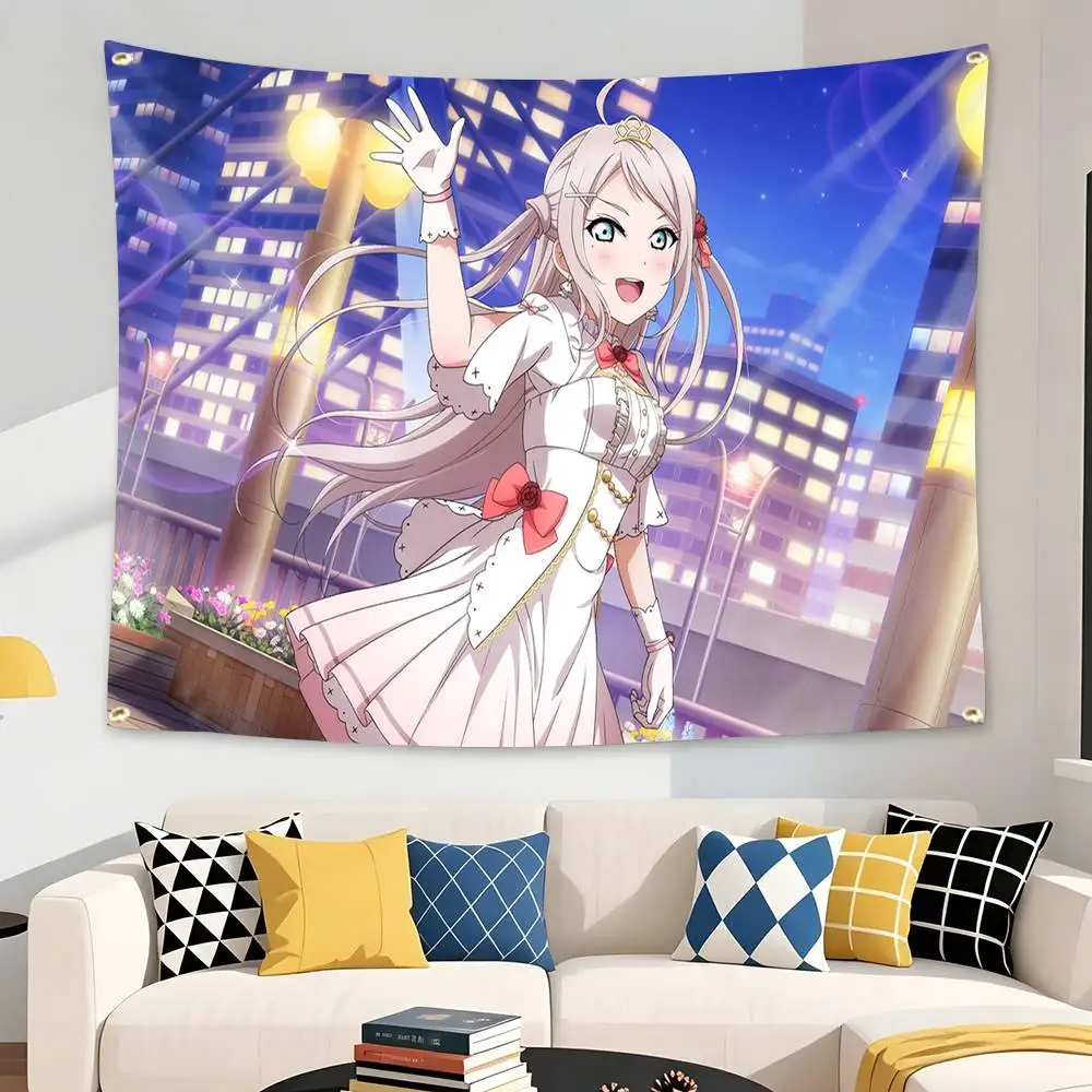 Nijigasaki Idol Lanzhu Zhong Flag Tapestry Banner for Bedroom Living Room Outdoor Camping Custom Supported