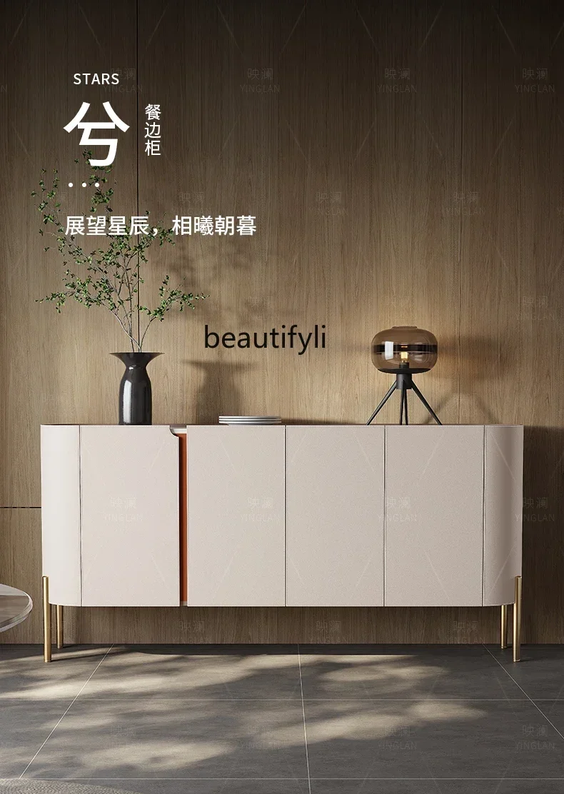 

53Edge cabinet integrated solid wood locker against the wall light luxury high-grade rock slab mystery cabinet