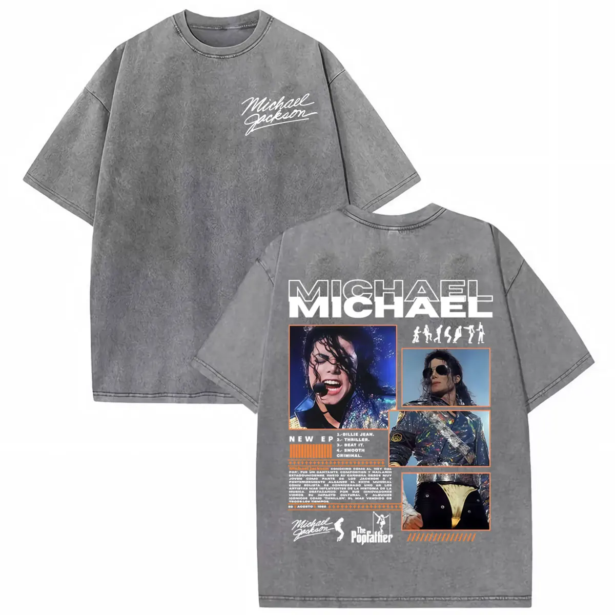 Vintage Washed King of Pop Michael Jackson Dangerous World Tour T Shirts Men Women Harajuku Hip Hop Casual Short Sleeve T-shirts view 5