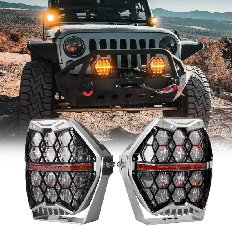 For Off-Road Driving Vehicles: 7-Inch 120W Auxiliary LED Lights, 12V/24V Compatible, Integrated High-Low Combined Beam