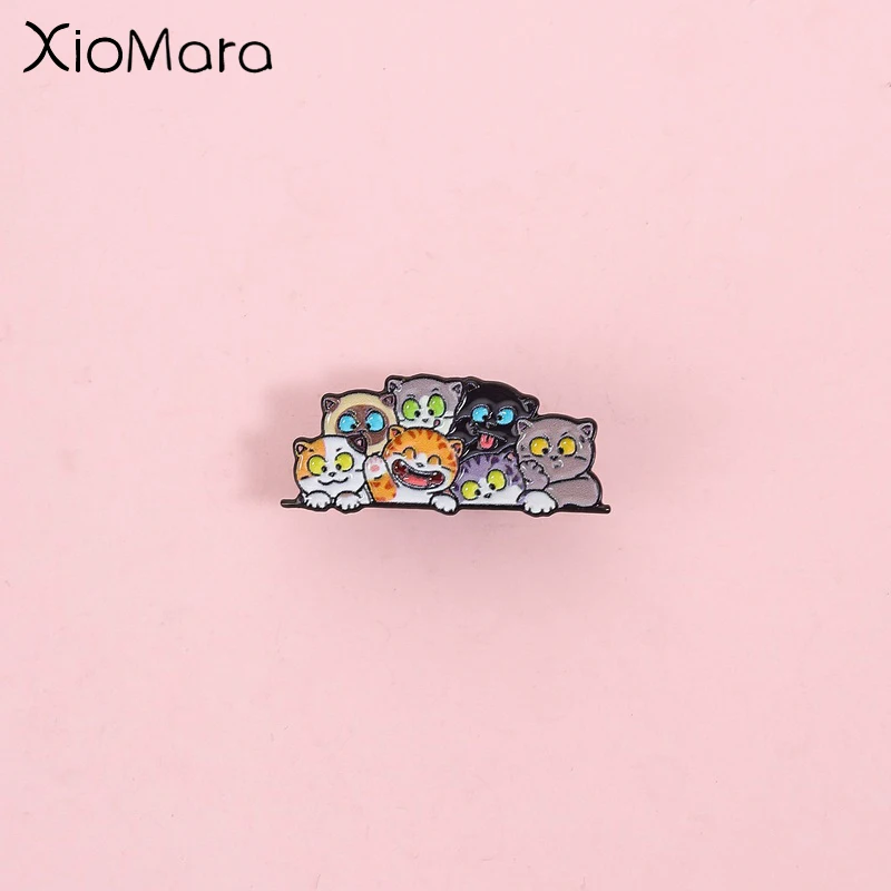 Niedliche Katzen-Brosche, Mehrere Katzenarten mit Lebhaften Ausdrücken, Lustiges Katzen-Themen-Abzeichen, Unisex-Design, Alltags-Accessoire Geschenk
