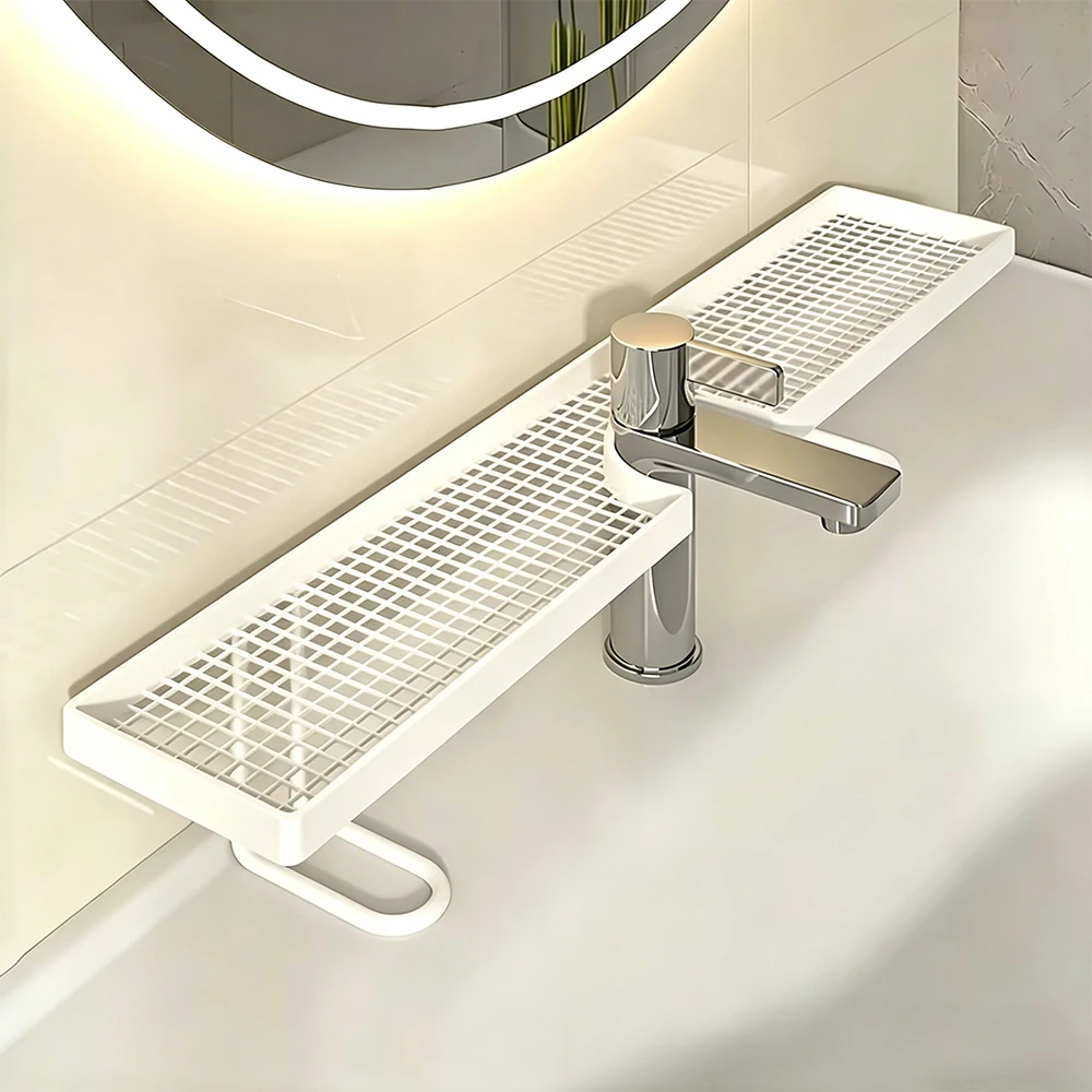 New 1pc Kitchen Storage Rack, Dishwashing Faucet Shelf, Sink Basin Rack, Drainage Storage Rack