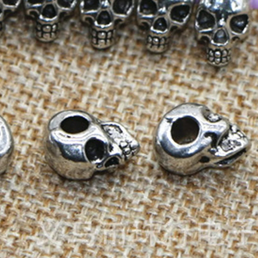 

50 шт. подвесок-шармов в виде черепов из сплава, серебристые, для рукоделия, изготовления украшений, аксессуары для ожерелий, браслетов, брелоков