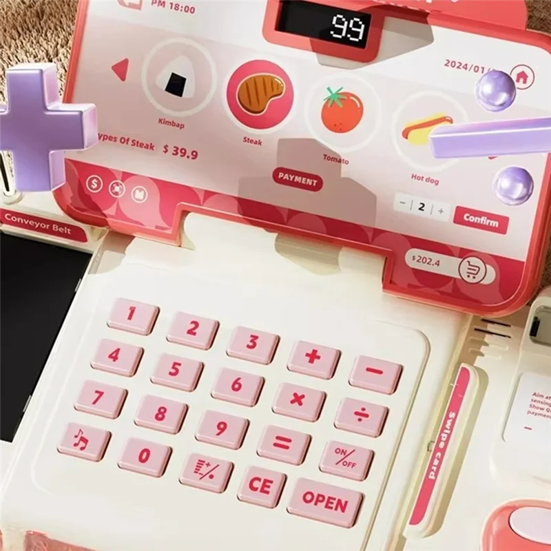 Supermarkt-Registrierkasse zum Einkaufen, intelligente Erkennung, Rollenspiel mit Scanner-Mikrofon für Kinder