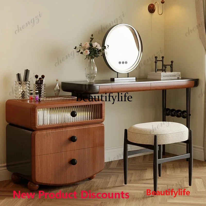 45 Medieval dresser French retro bedroom small apartment dressing table high-end solid wood retractable dressing table
