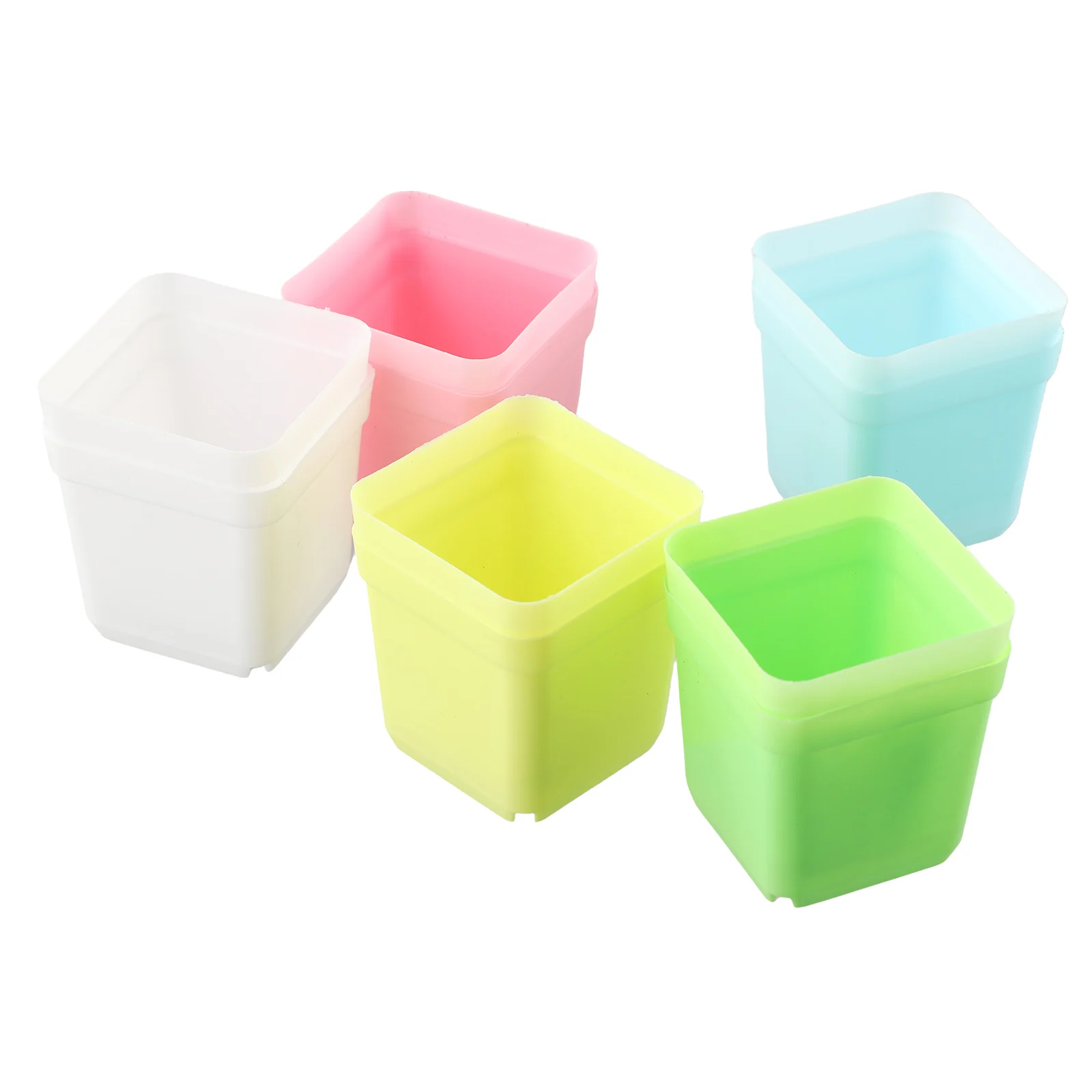 20pcs Mini Basin Square Flower Pot Succulent Plant Trays DIY Colorful Flowerpot Planters Grow Pot Home Office Garden Decoration