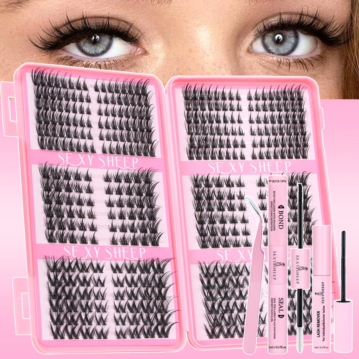 Wimperclusters Kit Kattenwimpers Zachte natuurlijke look met Lash Bond & Seal Wimperextensions Wimperclusters Kit DIY thuis