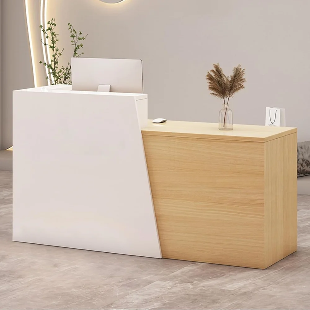 

Retail Reception Desk with Storage, Modern Checkout Counter for Store, Anti-Scratch Front Desk for Salon, Boutique