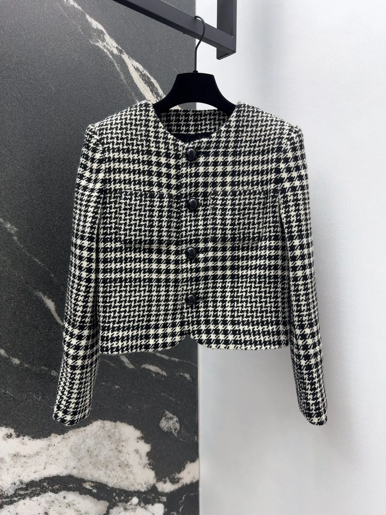 2024 Autumn/Winter New Women's Clothing Vintage dual pocket design wool blend plaid jacket 0922